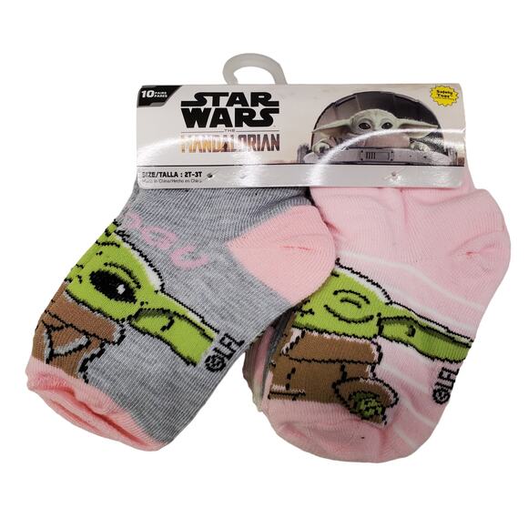 Disney Star Wars Baby Yoda Baby Girl Toddler Socks Size 2T 3T 10 Pack of Socks - Picture 2 of 9